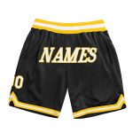Personalized Throwback Basketball Shorts in Black and White-Gold Personalized Black White-Gold Throwback Basketball Shorts