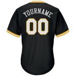 Personalized Black White Gold Baseball Jersey Shirt - Throwback Rib-Knit Design Personalized Black White-Gold Throwback Rib-Knit