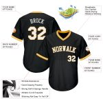 Personalized Black White Gold Baseball Jersey Shirt - Throwback Rib-Knit Design Personalized Black White-Gold Throwback Rib-Knit