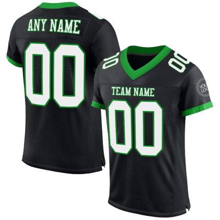 Personalized Black and Green Mesh Football Jersey - Custom Team Apparel Personalized Black White-Grass Green Mesh Football