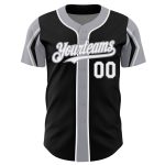 Custom Baseball Jersey with Personalized Name and Number, Black White Gray Arm Shapes, Authentic Team Jersey Personalized