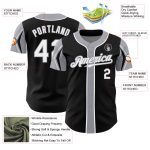 Personalized Baseball Jersey in Black White Gray - Custom Arm Shapes, Stylish Design Personalized Black White-Gray 3 Colors