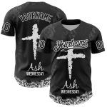 Custom Personalized Jesus Christ Religion Cross 3D Pattern Black White-Gray Ash Wednesday Baseball Jersey with Custom Name & Number