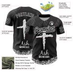 Personalized 3D Jesus Christ Religion Cross Baseball Jersey - Black White Gray Ash Wednesday Personalized Black White-Gray