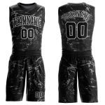 Custom Name Number Basketball Jersey Round Neck Sublimation Black White Gray Abstract Grunge Art Suit Personalized Black