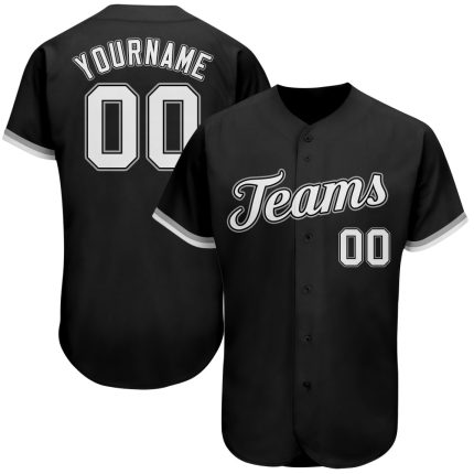 Personalized Authentic Baseball Jersey - Black White Gray Design Personalized Black White-Gray Authentic Baseball Jersey