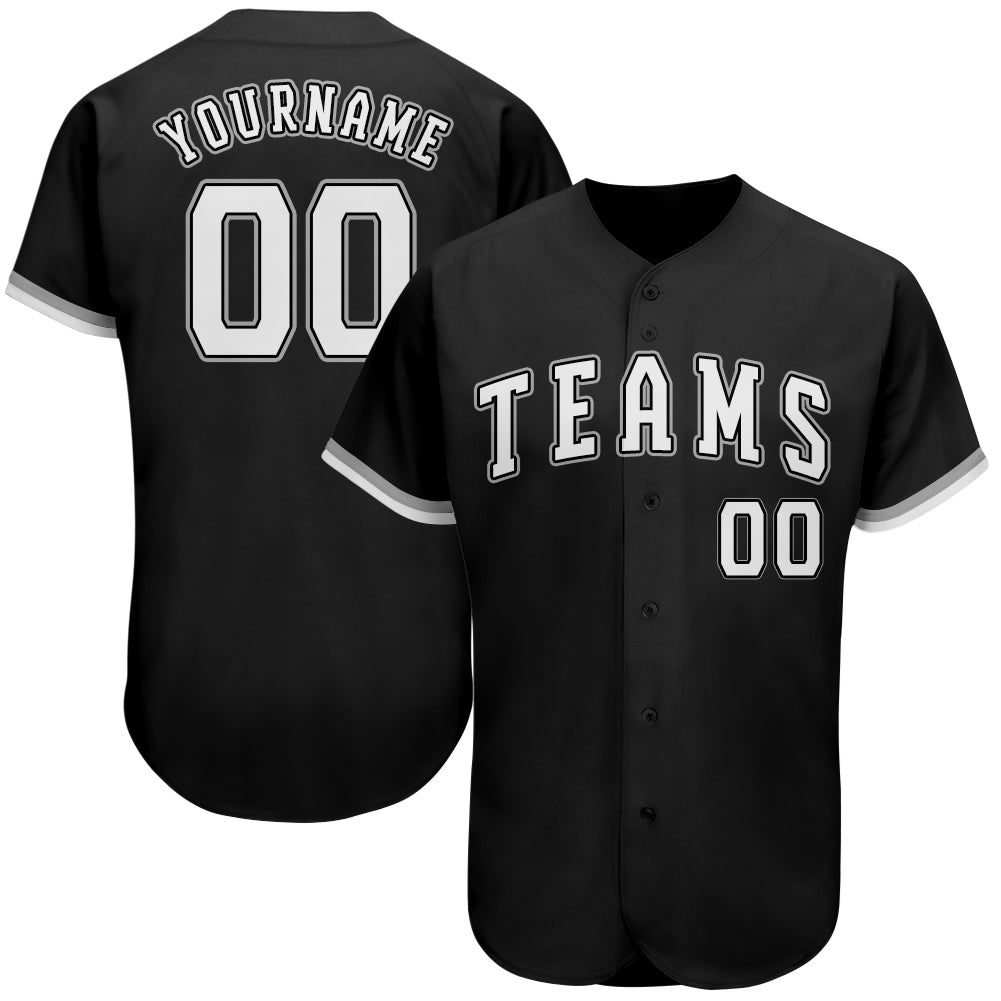 Personalized Authentic Baseball Jersey - Black White Gray Color Options Personalized Black White-Gray Authentic Baseball