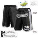 Custom Personalized Basketball Shorts with Team Name and Number - Black White Gray Authentic Style Personalized Black White-Gray