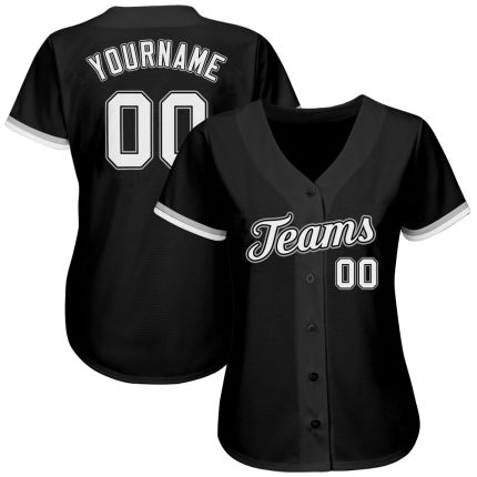 Custom Name and Number Softball Jersey - Personalized Black and Gray Authentic Team Apparel Personalized Black White-Gray