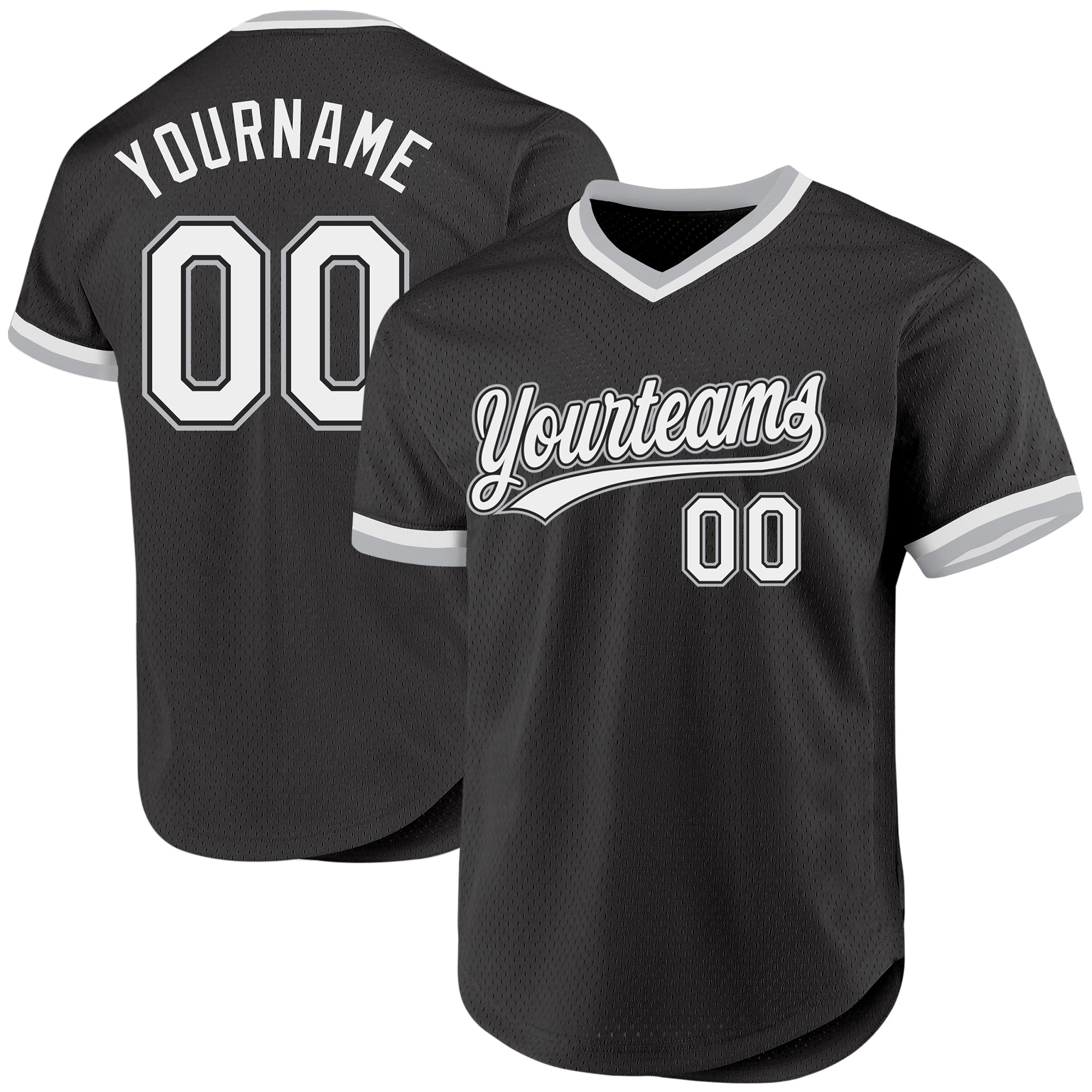 Custom Name Number Baseball Jersey - Personalized Authentic Black White Gray Throwback Team Apparel Personalized Black White-Gray