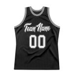 Custom Name Number Basketball Jersey - Personalized Black White Gray Authentic Throwback Design Personalized Black White-Gray