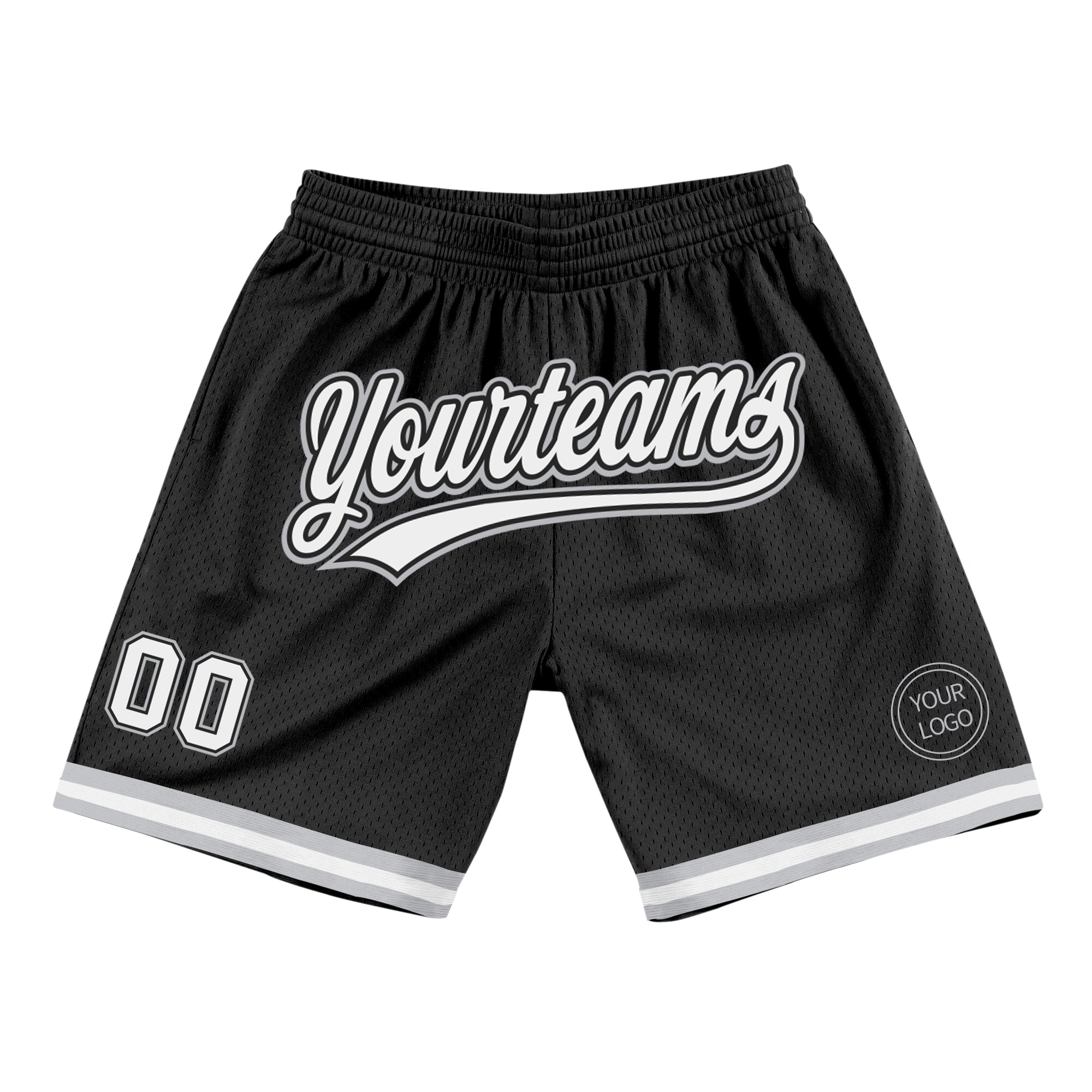 Personalized Authentic Basketball Shorts - Black White Gray Throwback Style Personalized Black White-Gray Authentic Throwback