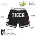 Custom Name and Number Basketball Shorts - Personalized Black White-Gray Authentic Throwback Design Personalized Black White-Gray
