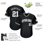 Personalized Authentic Black Gray Rib-Knit Baseball Jersey Shirt Personalized Black White-Gray Authentic Throwback Rib-Knit