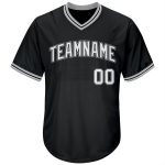 Personalized Authentic Black Gray Rib-Knit Baseball Jersey Shirt Personalized Black White-Gray Authentic Throwback Rib-Knit