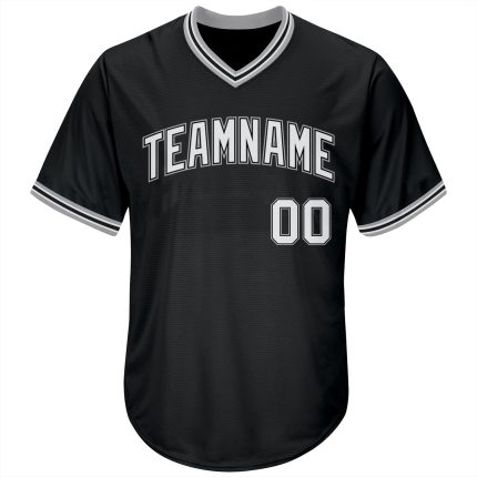Personalized Authentic Black Gray Rib-Knit Baseball Jersey Shirt Personalized Black White-Gray Authentic Throwback Rib-Knit