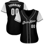 Custom Two Tone Baseball Jersey with Personalized Name and Number - Black White Gray Authentic Team Apparel Personalized