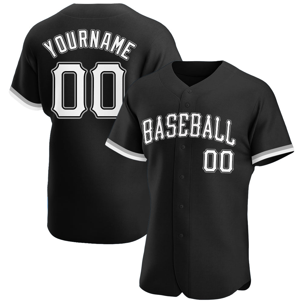 Personalized Black White Gray Baseball Jersey for Men and Women - Custom Team Apparel Personalized Black White-Gray Baseball