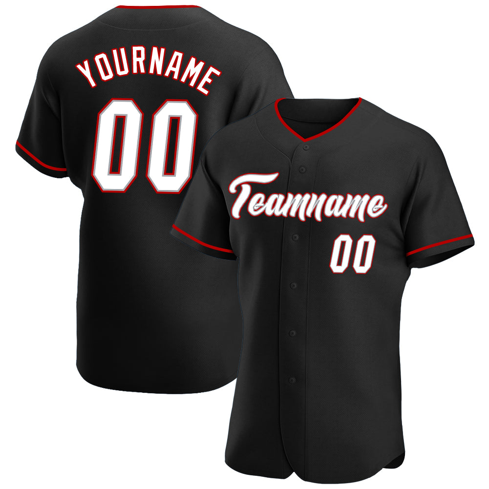 Customizable Black White-Gray Baseball Jersey for Men and Women 59 Personalized Black White-Gray Baseball Jersey 59