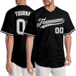 Personalized Black White Gray Baseball Jersey for Men Women - Custom Team Jersey Size 6 Personalized Black White-Gray Baseball