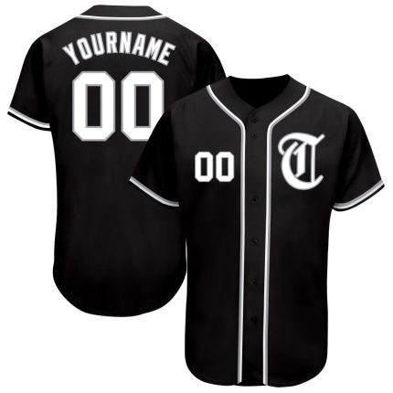 Custom Personalized Black White Gray Baseball Jersey for Men Women 60 Personalized Black White-Gray Baseball Jersey 60