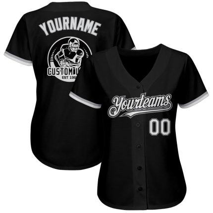 Personalized Black White Gray Baseball Jersey - Custom Sports Apparel 62 Personalized Black White-Gray Baseball Jersey 62