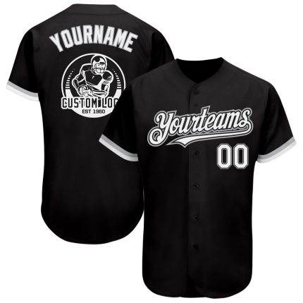 Personalized Black White Gray Baseball Jersey - Custom Sports Apparel 62 Personalized Black White-Gray Baseball Jersey 62