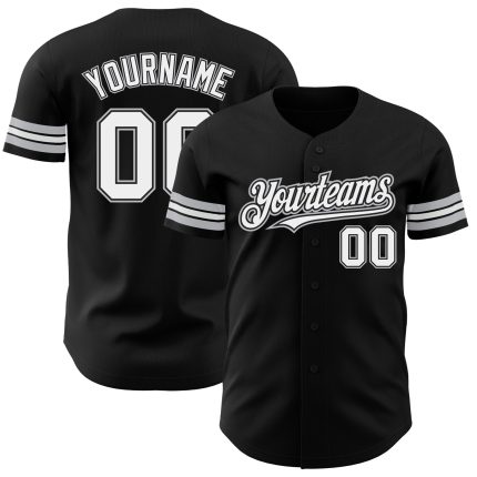 Customizable Black White Gray Baseball Jersey for Men Women Kids Personalized Black White-Gray Baseball Jersey 63