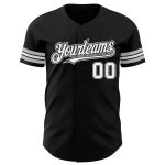Customizable Black White Gray Baseball Jersey for Men Women Kids Personalized Black White-Gray Baseball Jersey 63