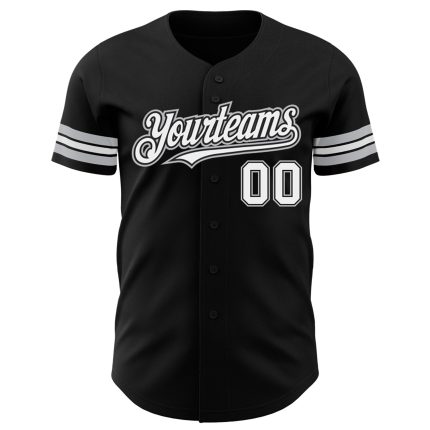 Customizable Black White Gray Baseball Jersey for Men Women Kids Personalized Black White-Gray Baseball Jersey 63