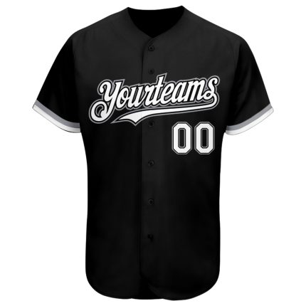 Personalized Baseball Jersey Black White Gray - Custom Team Apparel 65 Personalized Black White-Gray Baseball Jersey 65