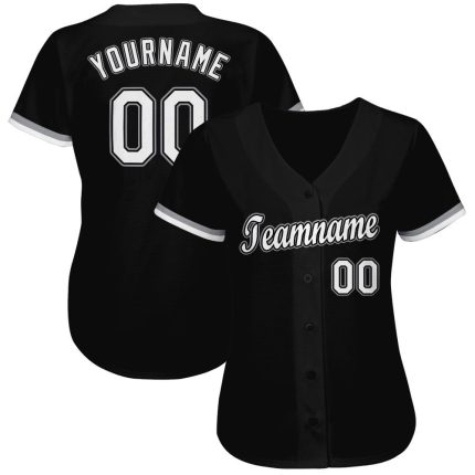 Custom Black White Gray Baseball Jersey - Personalized Sports Apparel for Men and Women Personalized Black White-Gray Baseball