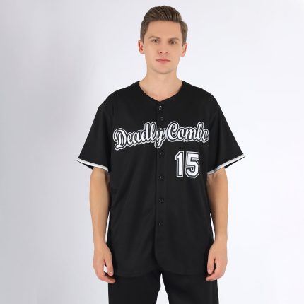 Custom Personalized Baseball Jersey with Name and Number in Black White Gray Personalized Black White-Gray Baseball Jersey