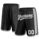Custom Black Gray White Basketball Shorts for Men and Women Personalized Black White-Gray Basketball Shorts