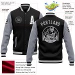 Personalized Bomber Varsity Jacket Black White Gray Two Tone Full-Snap 4 Personalized Black White-Gray Bomber Full-Snap Varsity