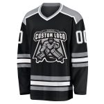 Personalized Black White Gray Hockey Jersey for Men and Women - Custom Sports Apparel Personalized Black White-Gray Hockey