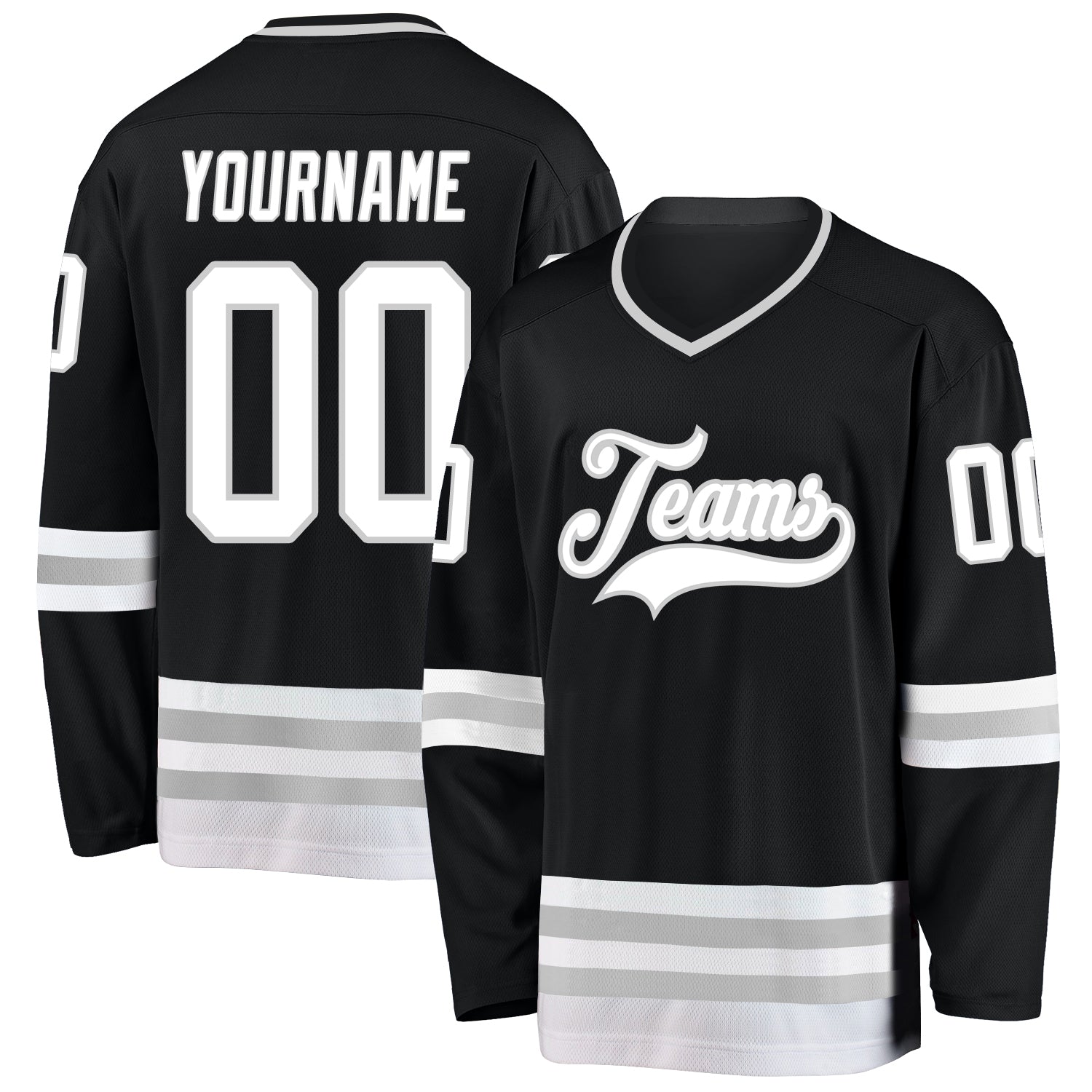 Custom Black White Gray Hockey Jersey - Personalized Sports Apparel for Fans Personalized Black White-Gray Hockey Jersey