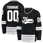 Custom Name Number Personalized Hockey Jersey Black White Gray Team Personalized Black White-Gray Hockey Jersey Team Custom
