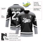 Custom Name and Number Hockey Jersey - Personalized Black White-Gray Lace Neck Team Gear Personalized Black White-Gray Hockey