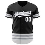 Personalized Black White Gray Stripe Baseball Jersey for Men and Women Personalized Black White-Gray Line Baseball Jersey