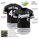 Personalized Black White Gray Stripe Baseball Jersey for Men and Women Personalized Black White-Gray Line Baseball Jersey