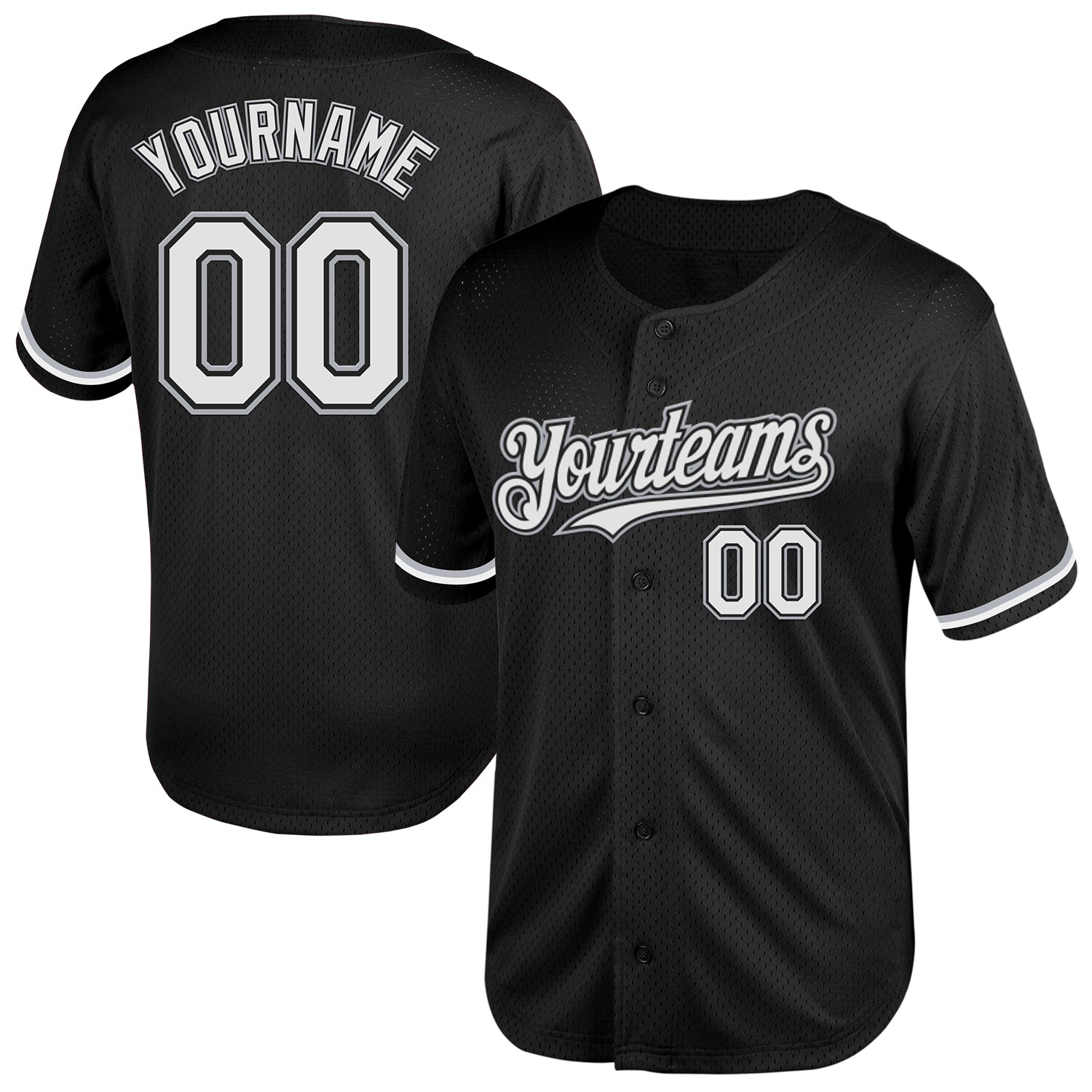 Custom Authentic Baseball Jersey with Personalized Name and Number, Black White-Gray Mesh Team Apparel Personalized Black