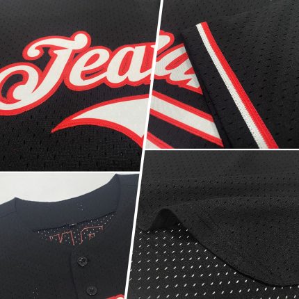 Custom Authentic Baseball Jersey with Personalized Name and Number, Black White-Gray Mesh Team Apparel Personalized Black