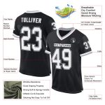 Personalized Authentic Throwback Football Jersey in Black White-Gray Mesh Personalized Black White-Gray Mesh Authentic Throwback
