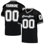Customizable Football Jersey - Personalized Black White-Gray Authentic Throwback with Name and Number Personalized Black