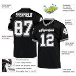 Customizable Football Jersey - Personalized Black White-Gray Authentic Throwback with Name and Number Personalized Black
