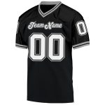 Customizable Football Jersey - Personalized Black White-Gray Authentic Throwback with Name and Number Personalized Black