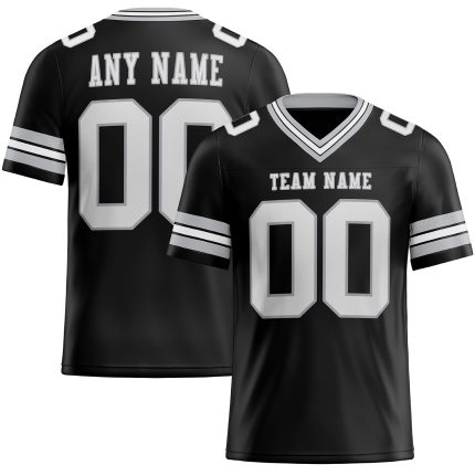 Custom Black White Gray Mesh Football Jersey for Men, Women, and Kids Personalized Black White-Gray Mesh Football Jersey