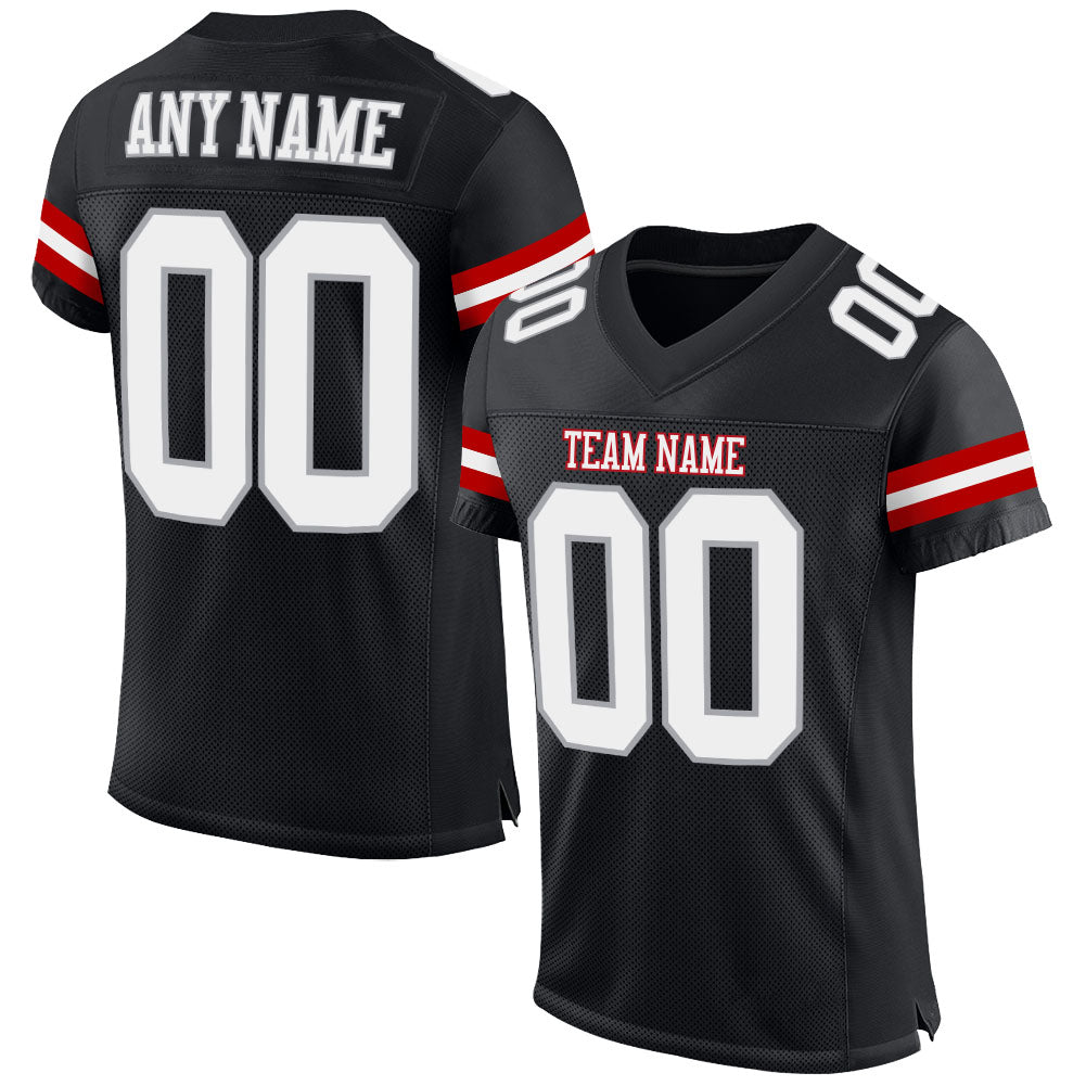 Personalized Black and Gray Mesh Football Jersey for Men and Women Personalized Black White-Gray Mesh Football Jersey