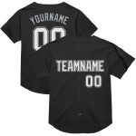 Personalized Black Gray Mesh Baseball Jersey - Retro Throwback Style 2 Personalized Black White-Gray Mesh Throwback Baseball
